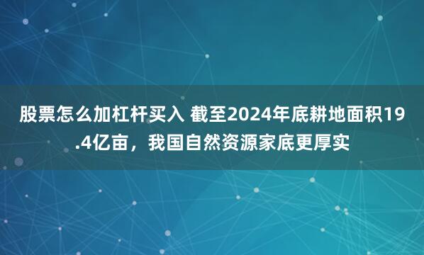 股票怎么加杠杆买入 截至2024年底耕地面积19.4亿亩，我国自然资源家底更厚实